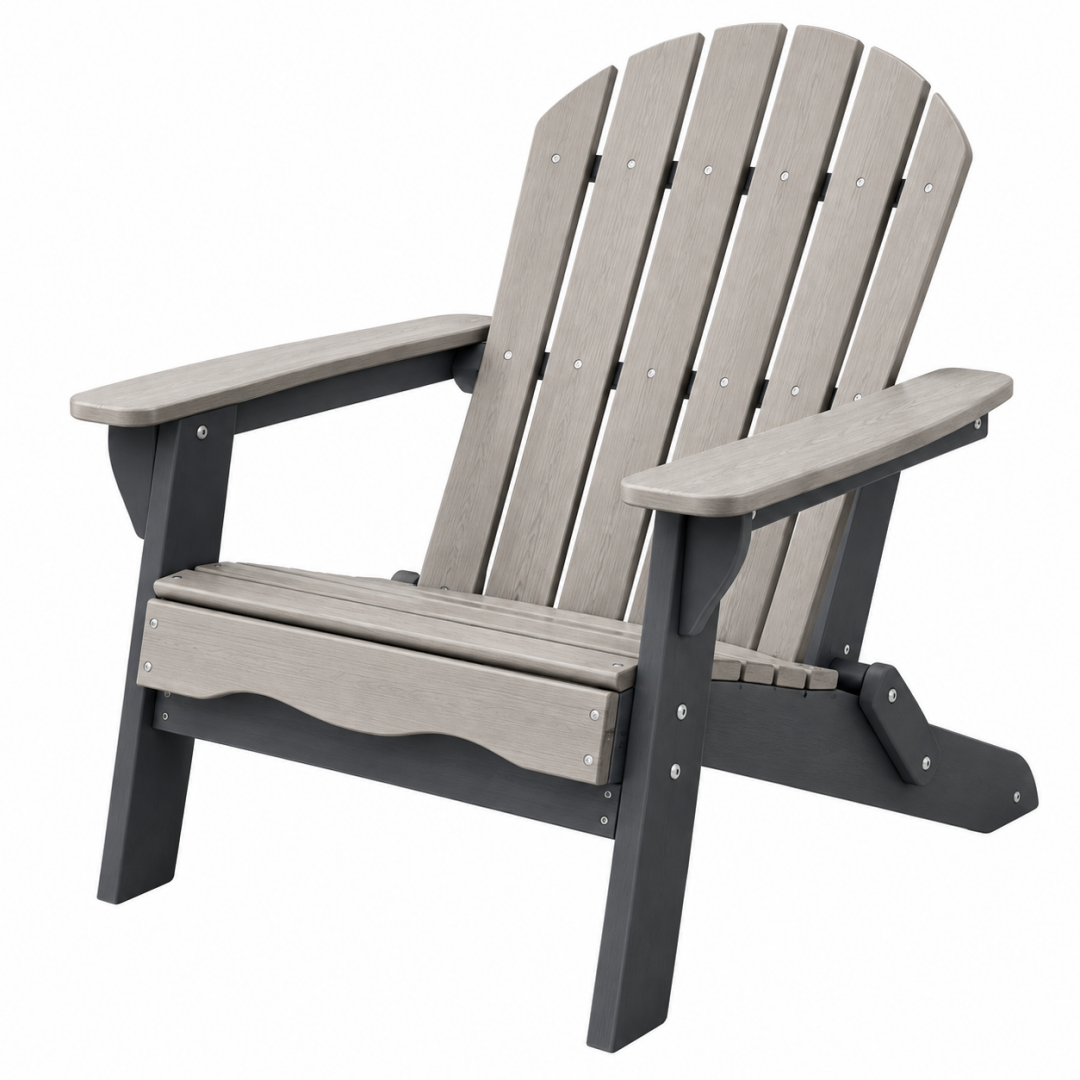 Adirondack Gartenstuhl 83 x 79 x 97 cm Kunststoff Grau Schwarz mit hoher Rückenlehne