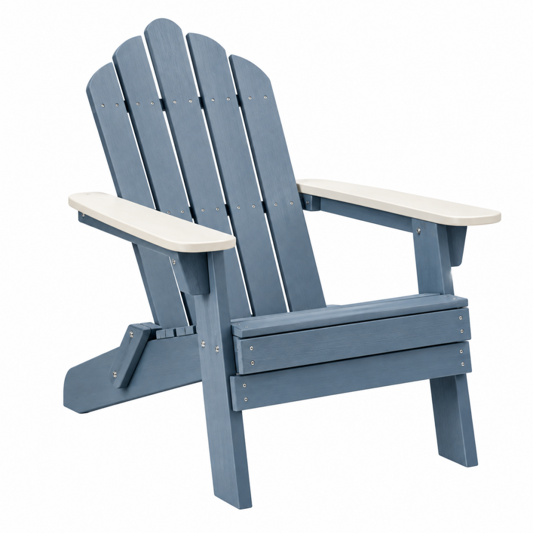 Adirondack Gartenstuhl 79 x 83 x 98 cm aus Kunststoff Blau Cremeweiß mit breiten Armlehnen