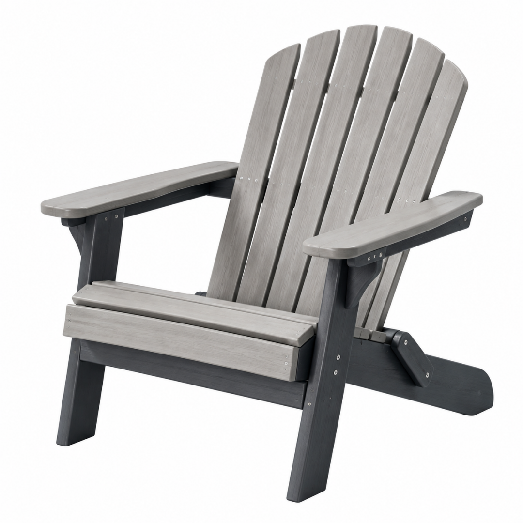 Adirondackstuhl 80 x 78 x 98 cm Kunststoff Grau für Garten mit breiten Armlehnen