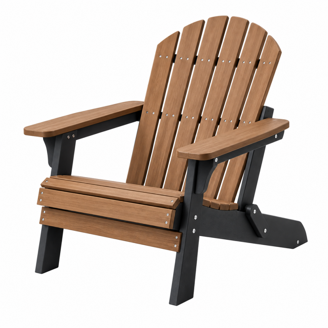 Adirondackstuhl 88 x 83 x 98 cm Kunststoff Braun Schwarz Garten Relaxsessel