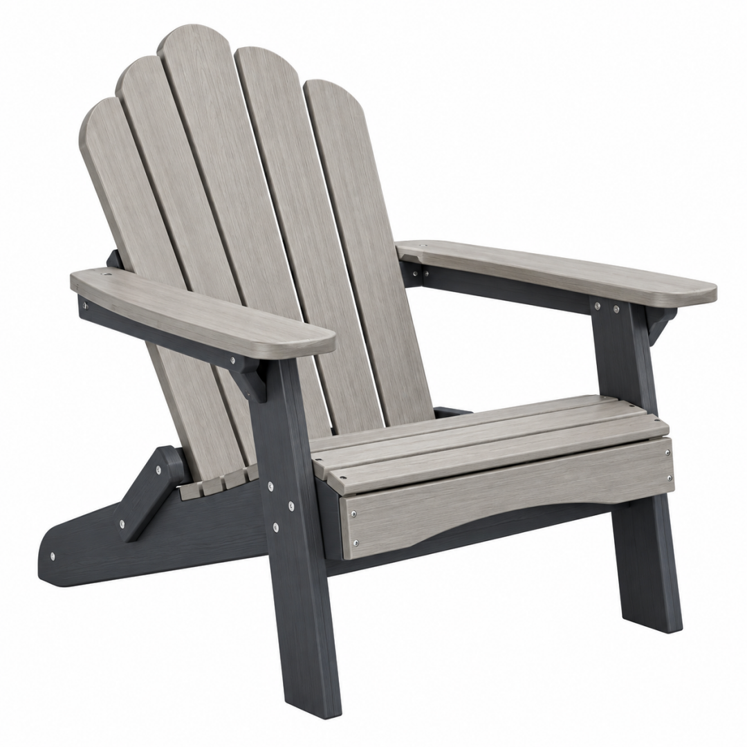 Adirondack Gartenstuhl 80 x 92 x 98 cm Kunststoff Grau Schwarz mit hoher Rückenlehne