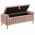Sitzbank mit Stauraum 150 x 55 x 78 cm Samt Altrosa mit Klappdeckel