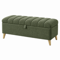 Sitzbank mit Stauraum 110 x 40 x 45 cm Bouclé-Textil Grün Gold - gepolsterte Aufbewahrungsbank
