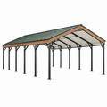 Carport 1200 x 600 x 320 cm Stahl Holz Grün freistehend mit Satteldach