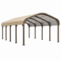 Carport 610 x 370 x 290 cm aus Stahl und Polycarbonat Braun Grau mit Bogendach