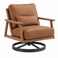 Drehsessel 75 x 85 x 90 cm Kunstleder Braun mit Holzgestell und Drehfunktion