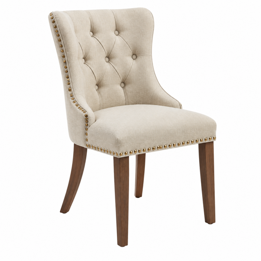 Esszimmerstuhl 55 x 65 x 102 cm mit Textilbezug Beige - gepolsterter Stuhl im klassischen Stil