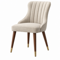 Polsterstuhl 60 x 65 x 92 cm Beige Stoff Holzbeine mit hoher Rückenlehne