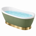 Freistehende Badewanne 170 x 80 x 58 cm Acryl Grün Weiß Gold gerippte Oberfläche