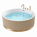 Freistehende Badewanne 150 cm Acryl Weiß Gold rund mit Armaturen